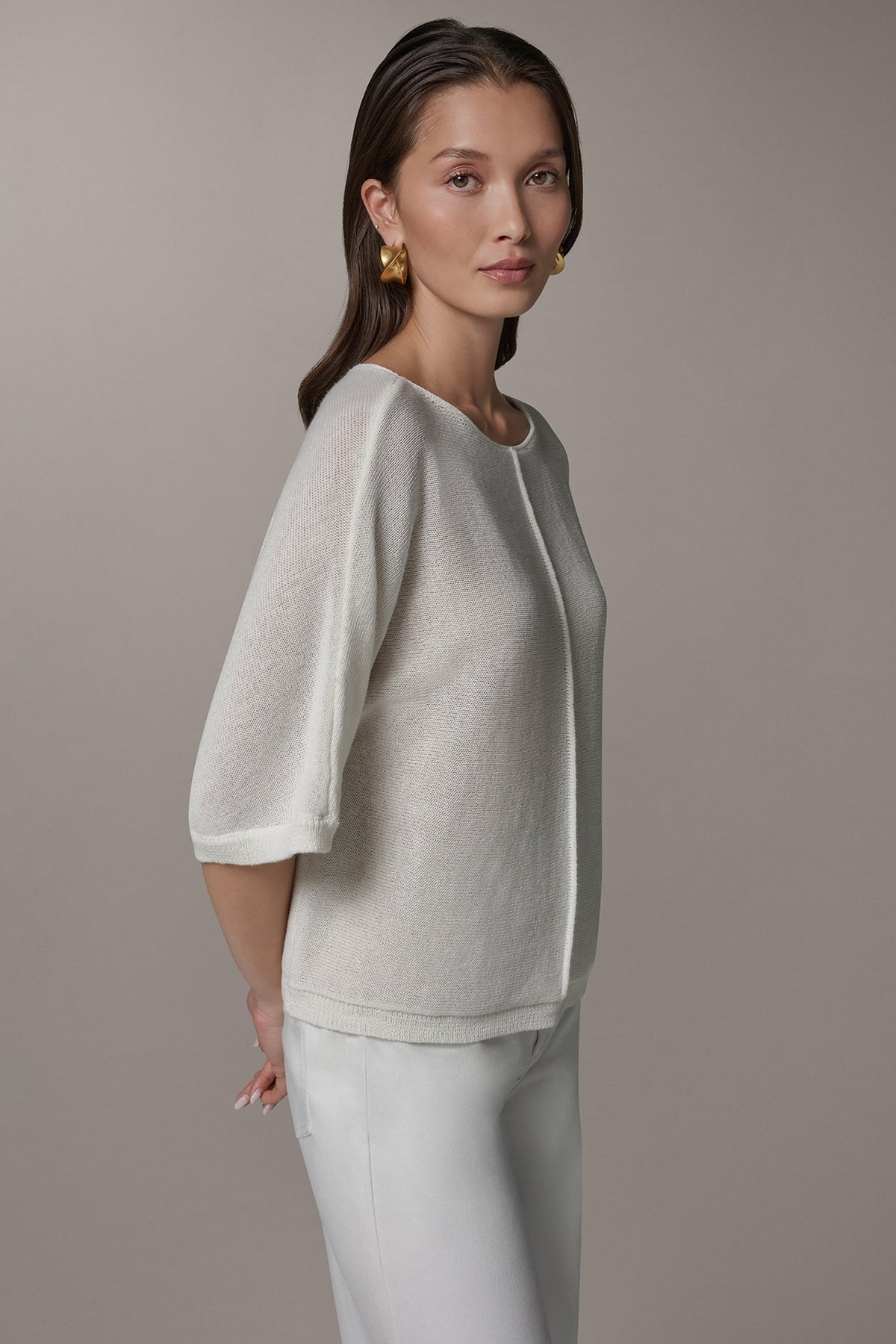 DOLMAN SLEEVE BALLET NECK SWEATER - Cream