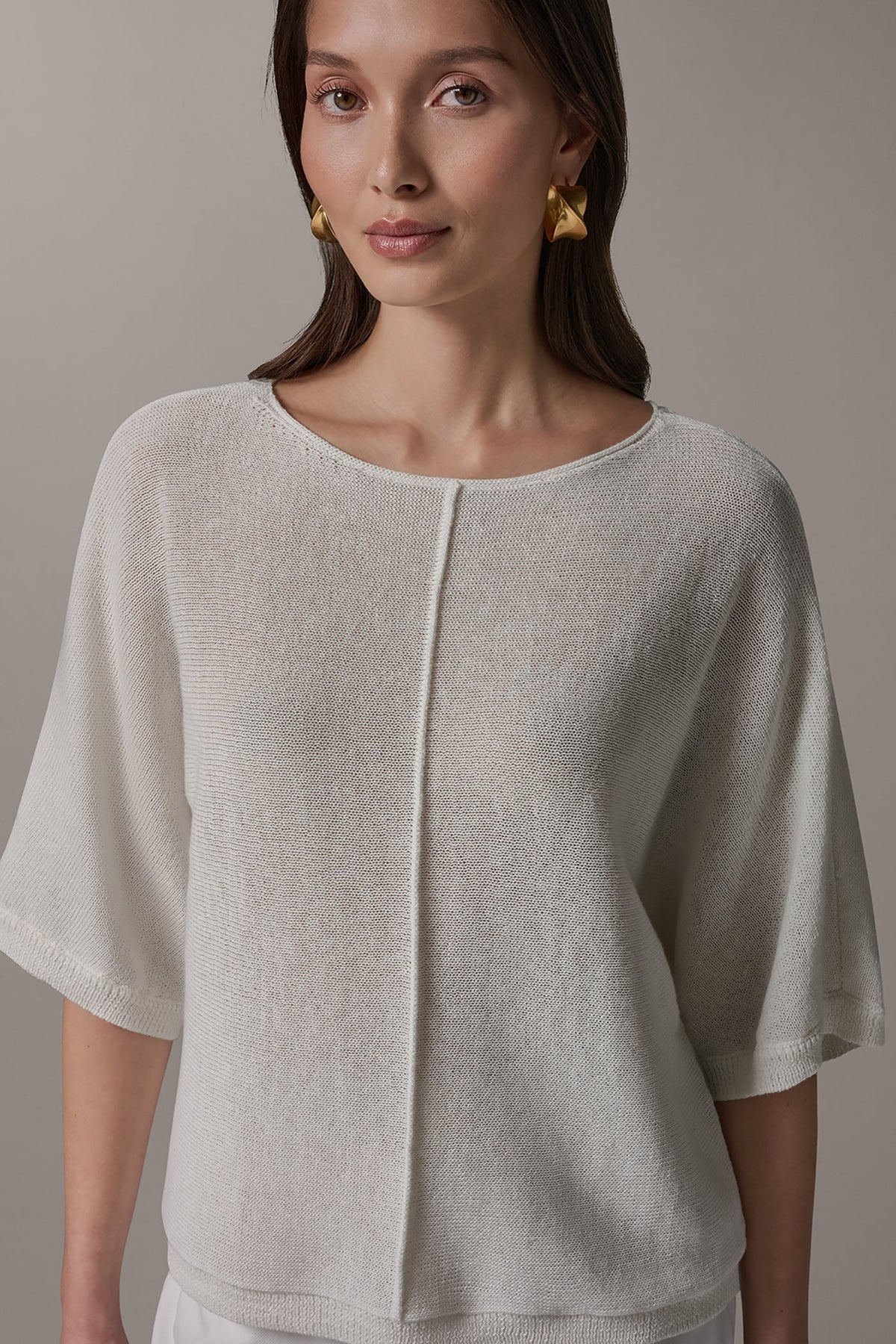 DOLMAN SLEEVE BALLET NECK SWEATER - Cream