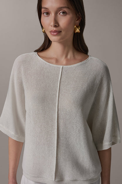 DOLMAN SLEEVE BALLET NECK SWEATER - Cream