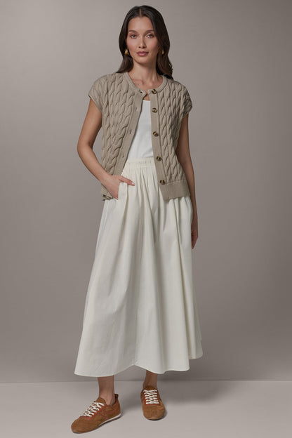 SLEEVELESS CABLE KNIT VEST - Sandstone