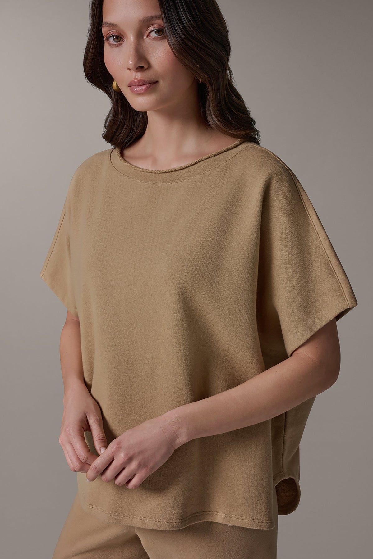 SHORT SLEEVE BOATNECK PULLOVER - Fawn