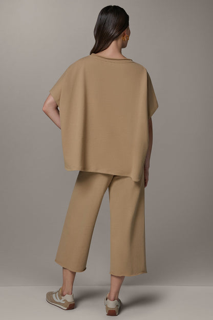 SHORT SLEEVE BOATNECK PULLOVER - Fawn