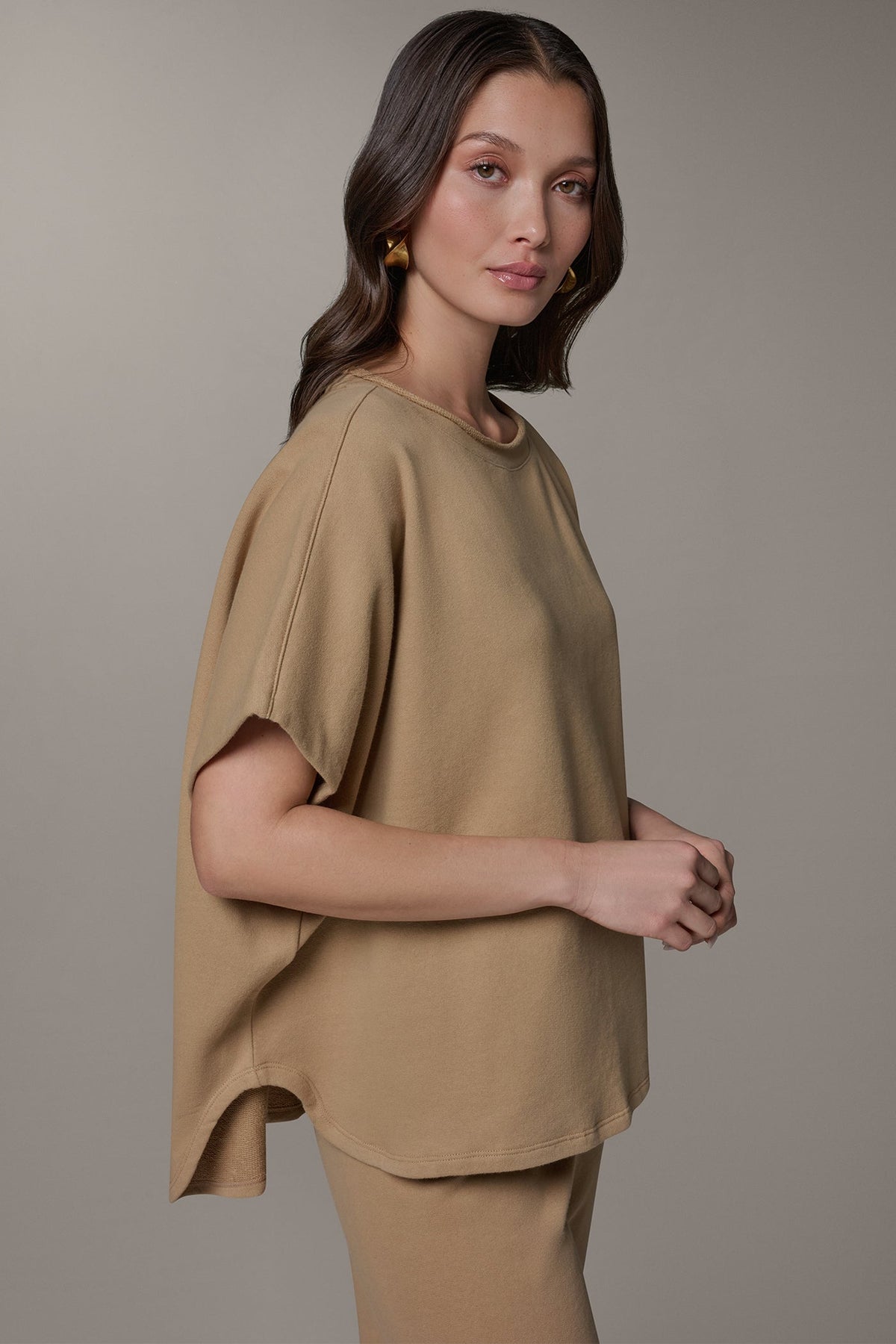 SHORT SLEEVE BOATNECK PULLOVER - Fawn