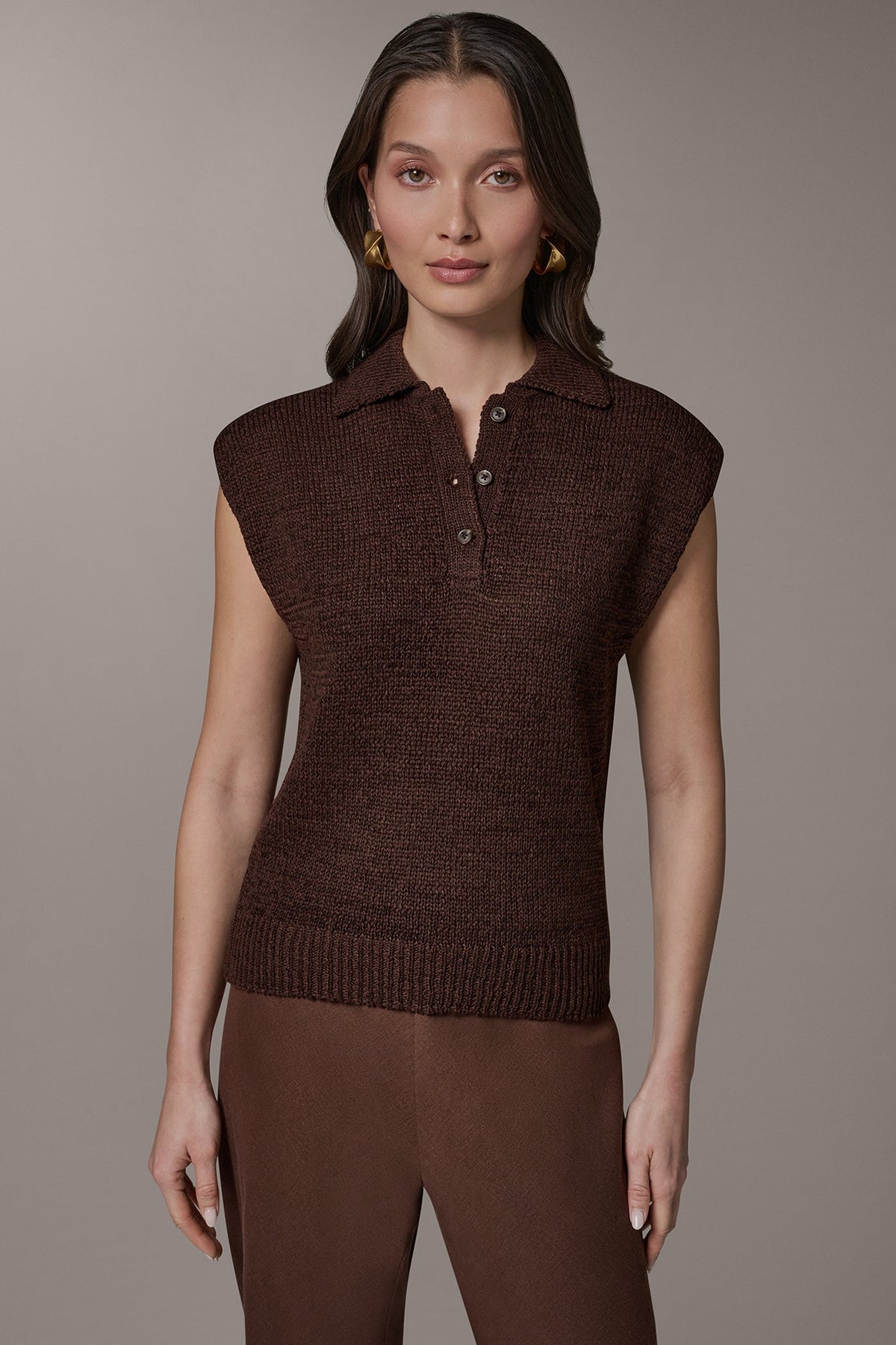 SLEEVELESS POLO SWEATER - Canyon
