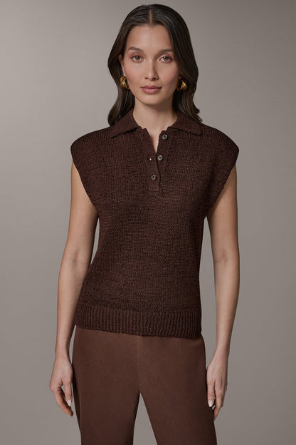 SLEEVELESS POLO SWEATER - Canyon