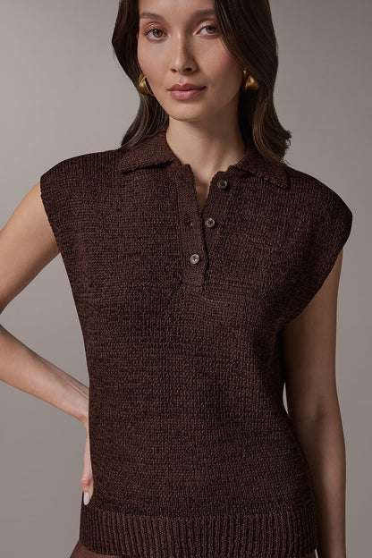 SLEEVELESS POLO SWEATER - Canyon