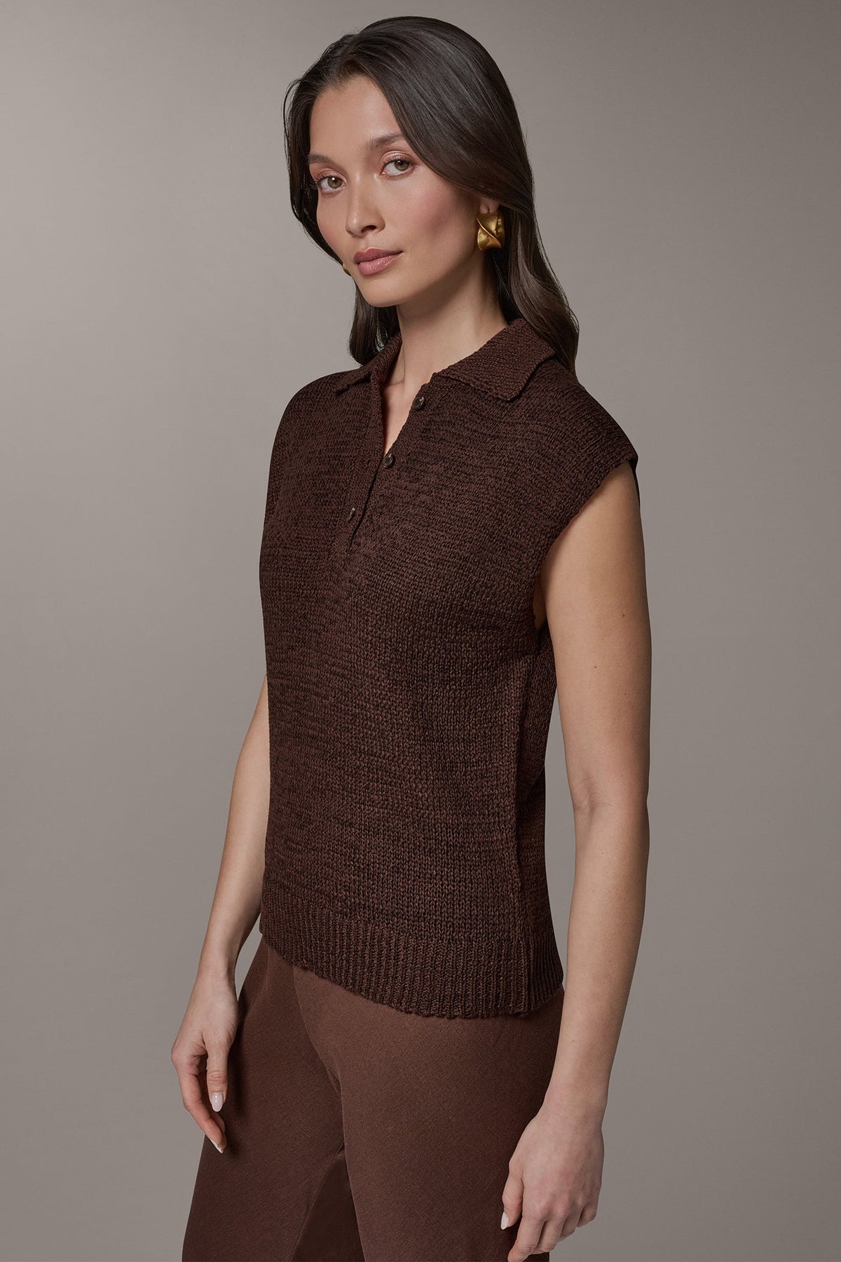 SLEEVELESS POLO SWEATER - Canyon
