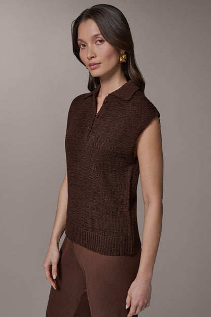 SLEEVELESS POLO SWEATER - Canyon