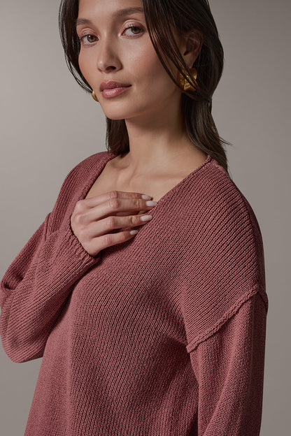LONG SLEEVE SWEATER - Desert Clay