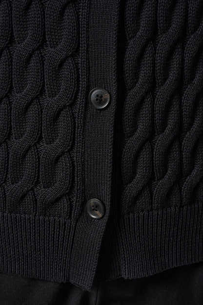 SLEEVELESS CABLE KNIT VEST - Black