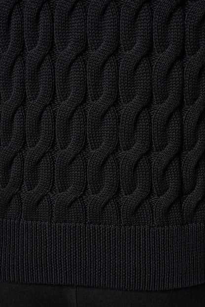 SLEEVELESS CABLE KNIT VEST - Black