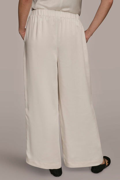 SATIN MID-RISE RELAXED PANT - CREAM