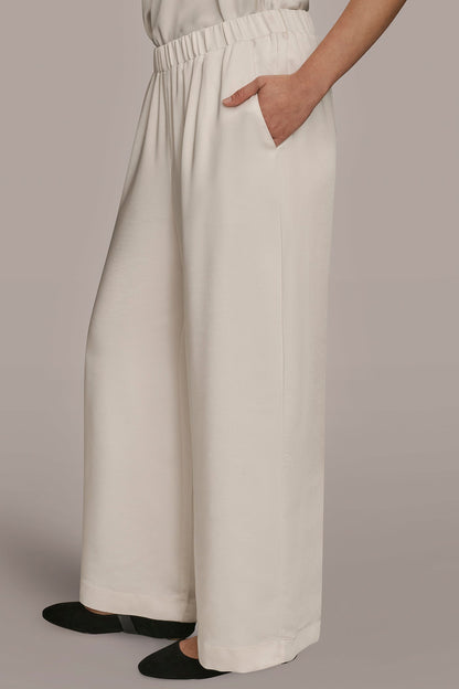 SATIN MID-RISE RELAXED PANT - CREAM