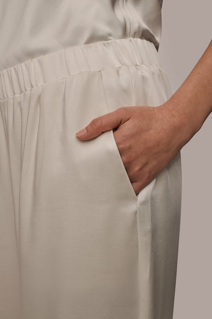 SATIN MID-RISE RELAXED PANT - CREAM