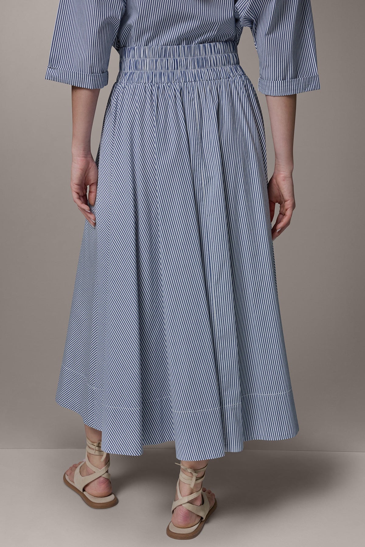 STRIPE MAXI A-LINE SKIRT - Nightfall/Cream