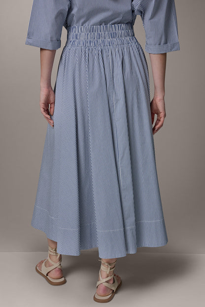STRIPE MAXI A-LINE SKIRT - Nightfall/Cream