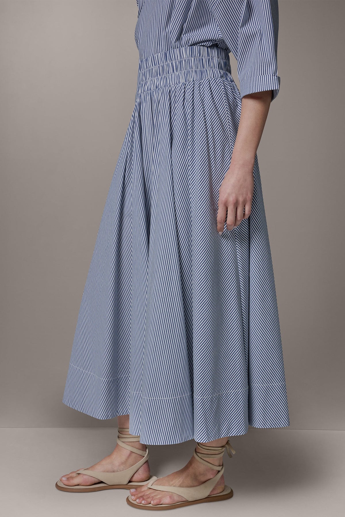STRIPE MAXI A-LINE SKIRT - Nightfall/Cream