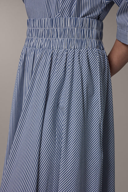 STRIPE MAXI A-LINE SKIRT - Nightfall/Cream