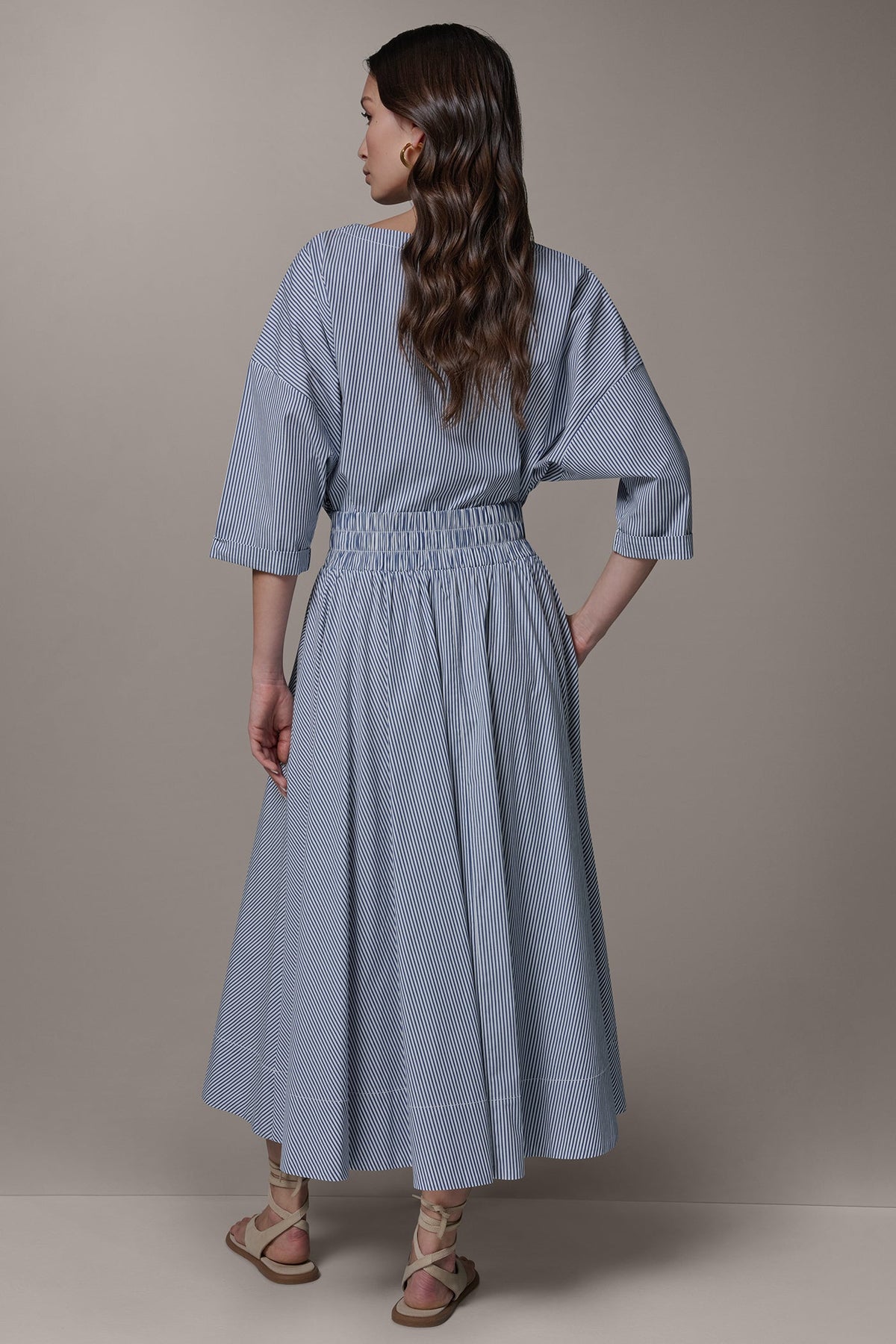 STRIPE MAXI A-LINE SKIRT - Nightfall/Cream