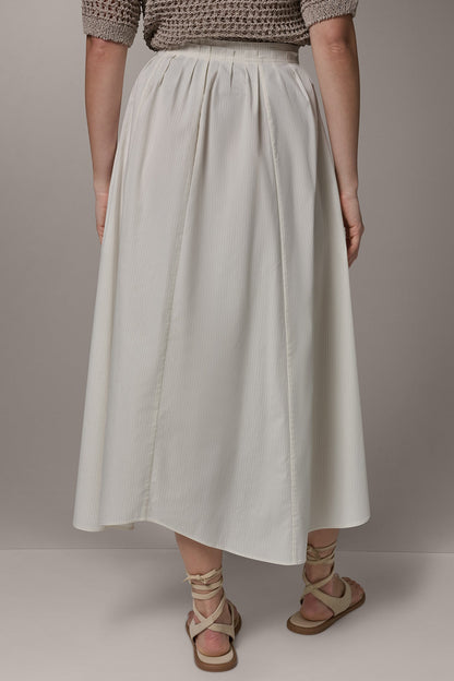 PINSTRIPE MIDI A-LINE SKIRT - Cream Pinstripe Combo