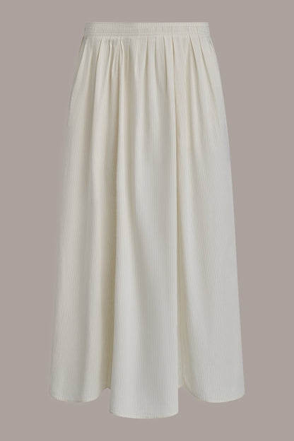 PINSTRIPE MIDI A-LINE SKIRT - Cream Pinstripe Combo