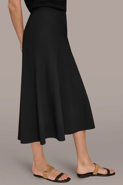 THE MODERN TRAVEL MIDI HI-LOW TRUMPET SKIRT - Black