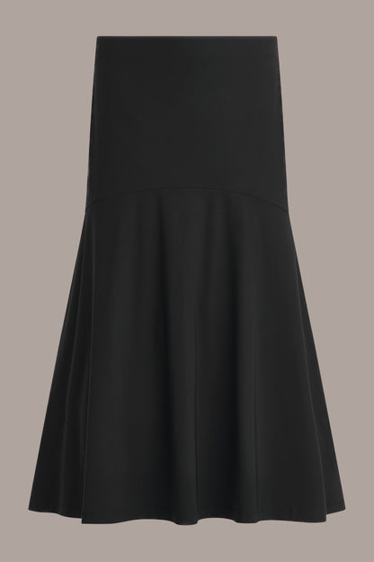 THE MODERN TRAVEL MIDI HI-LOW TRUMPET SKIRT - Black