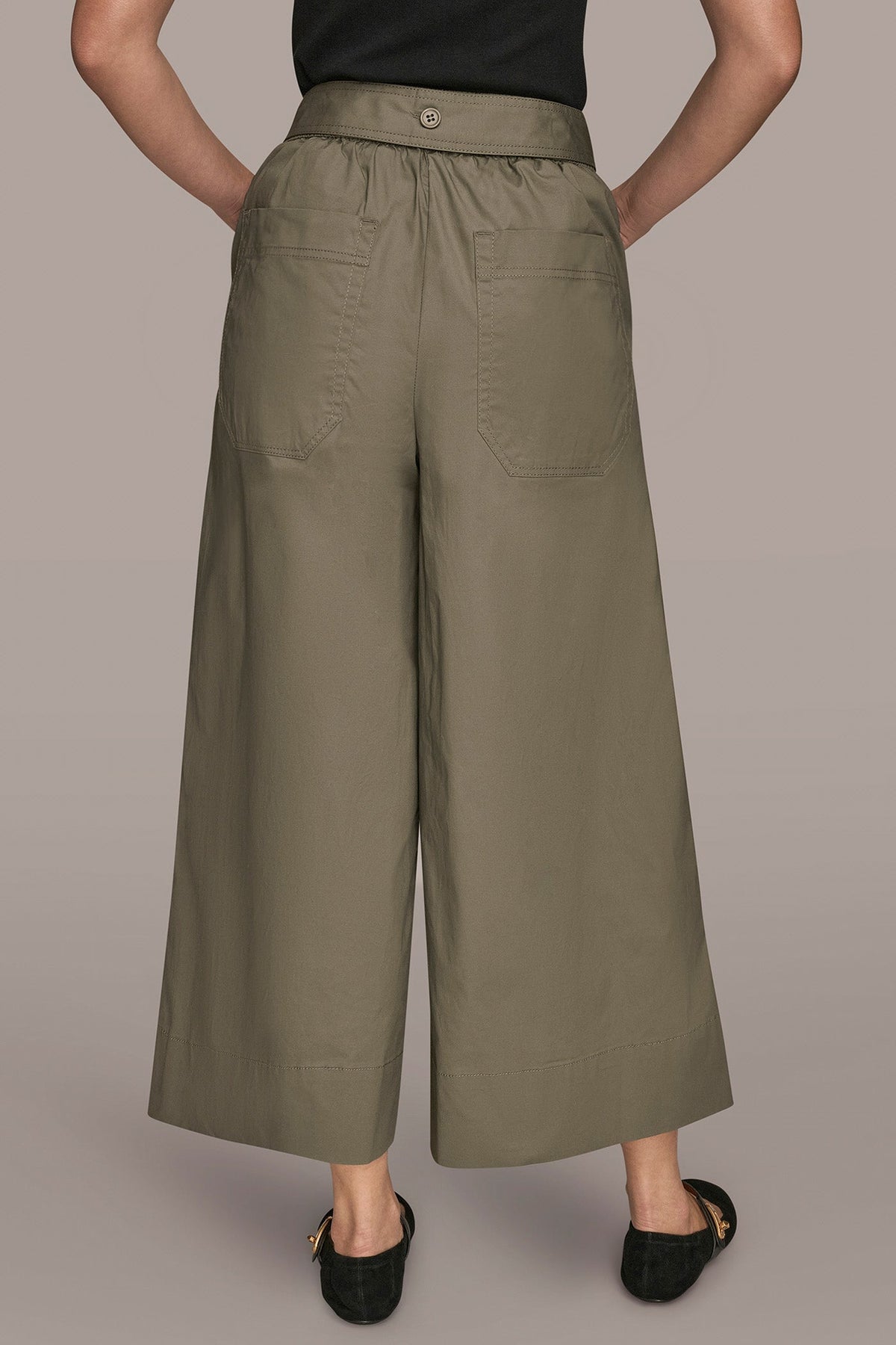 CROPPED MID-RISE PANT - KHAKI GREEN