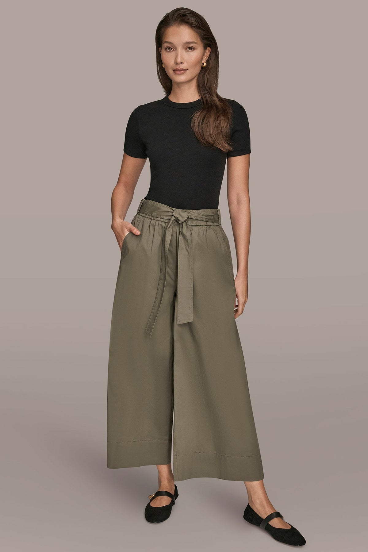 CROPPED MID-RISE PANT - KHAKI GREEN