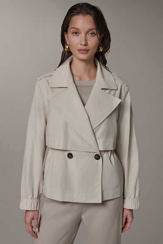 LONG SLEEVE DOUBLE BREASTED TRENCH JACKET - Sandstone