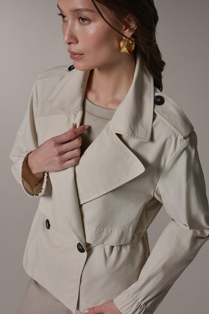 LONG SLEEVE DOUBLE BREASTED TRENCH JACKET - Sandstone