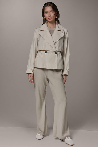 LONG SLEEVE DOUBLE BREASTED TRENCH JACKET - Sandstone