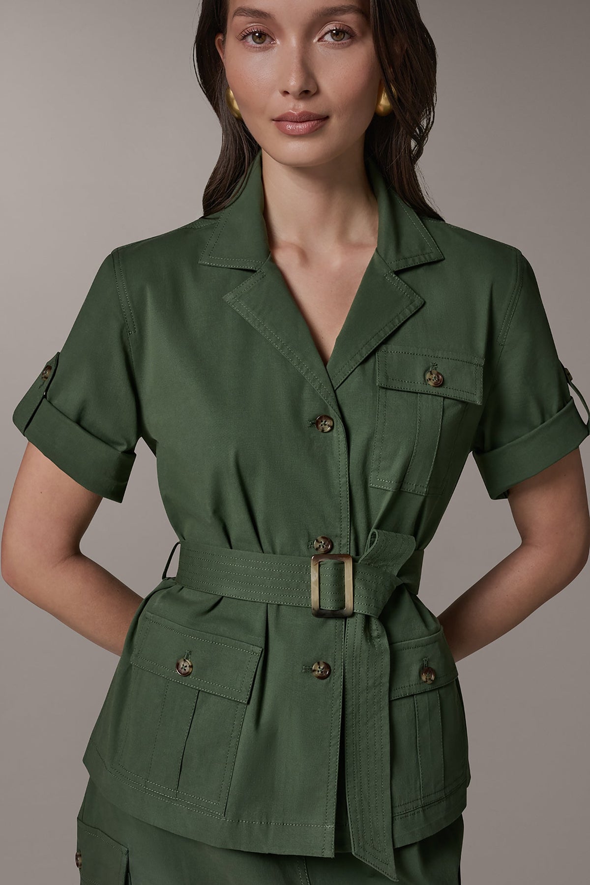 SHORT SLEEVE SAFARI JACKET - Verde