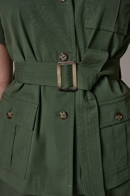 SHORT SLEEVE SAFARI JACKET - Verde
