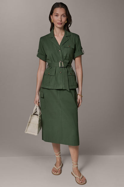 SHORT SLEEVE SAFARI JACKET - Verde