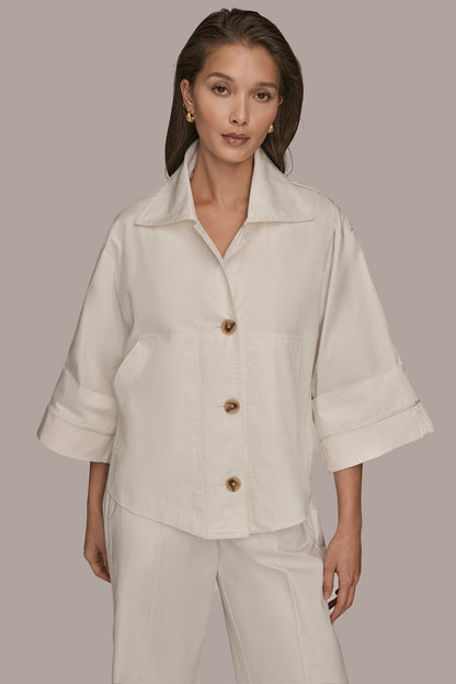 3/4-SLEEVE SWING JACKET - CREAM