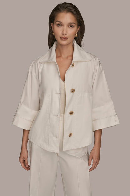 3/4-SLEEVE SWING JACKET - CREAM