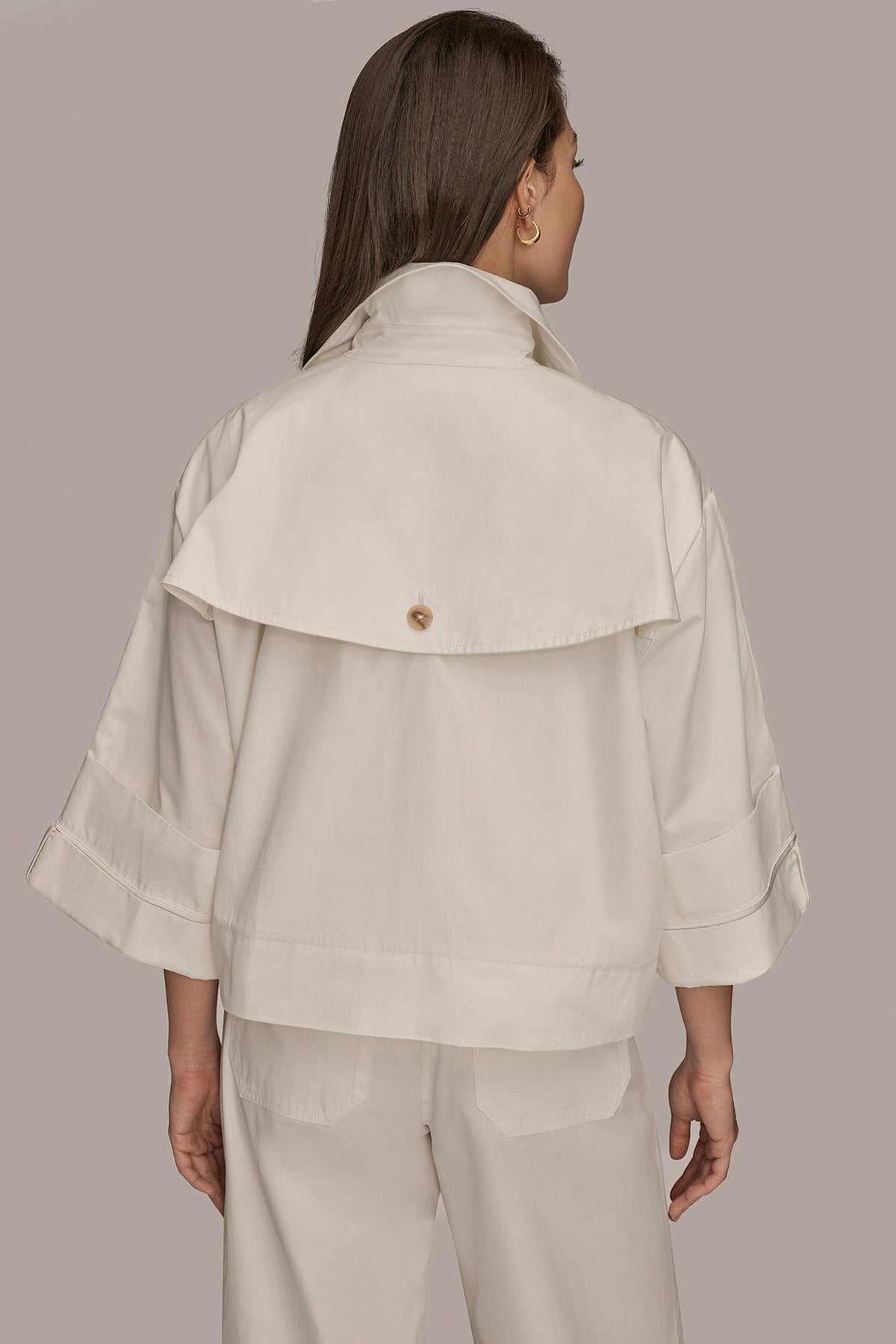 3/4-SLEEVE SWING JACKET - CREAM