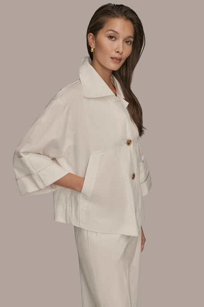 3/4-SLEEVE SWING JACKET - CREAM
