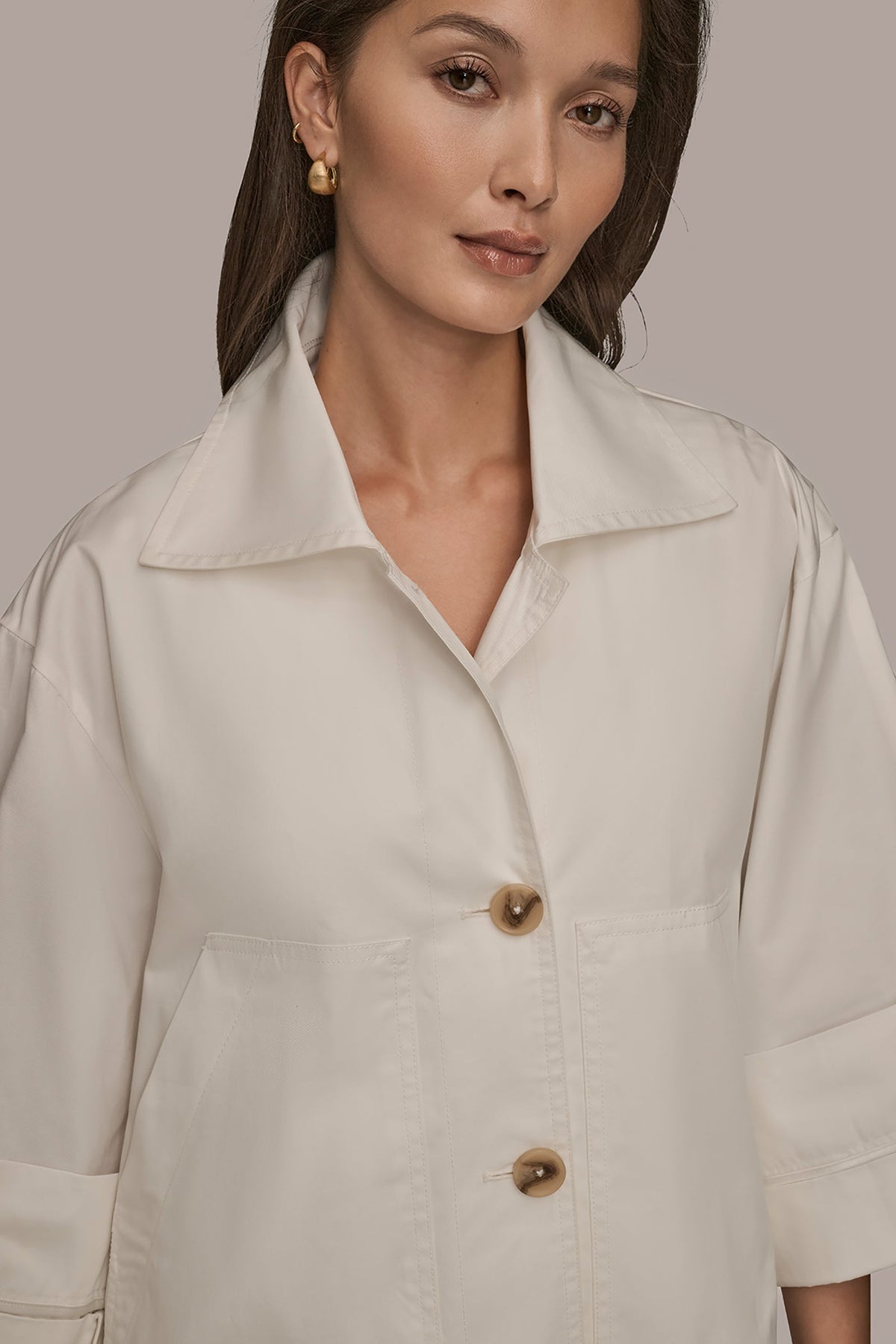 3/4-SLEEVE SWING JACKET - CREAM