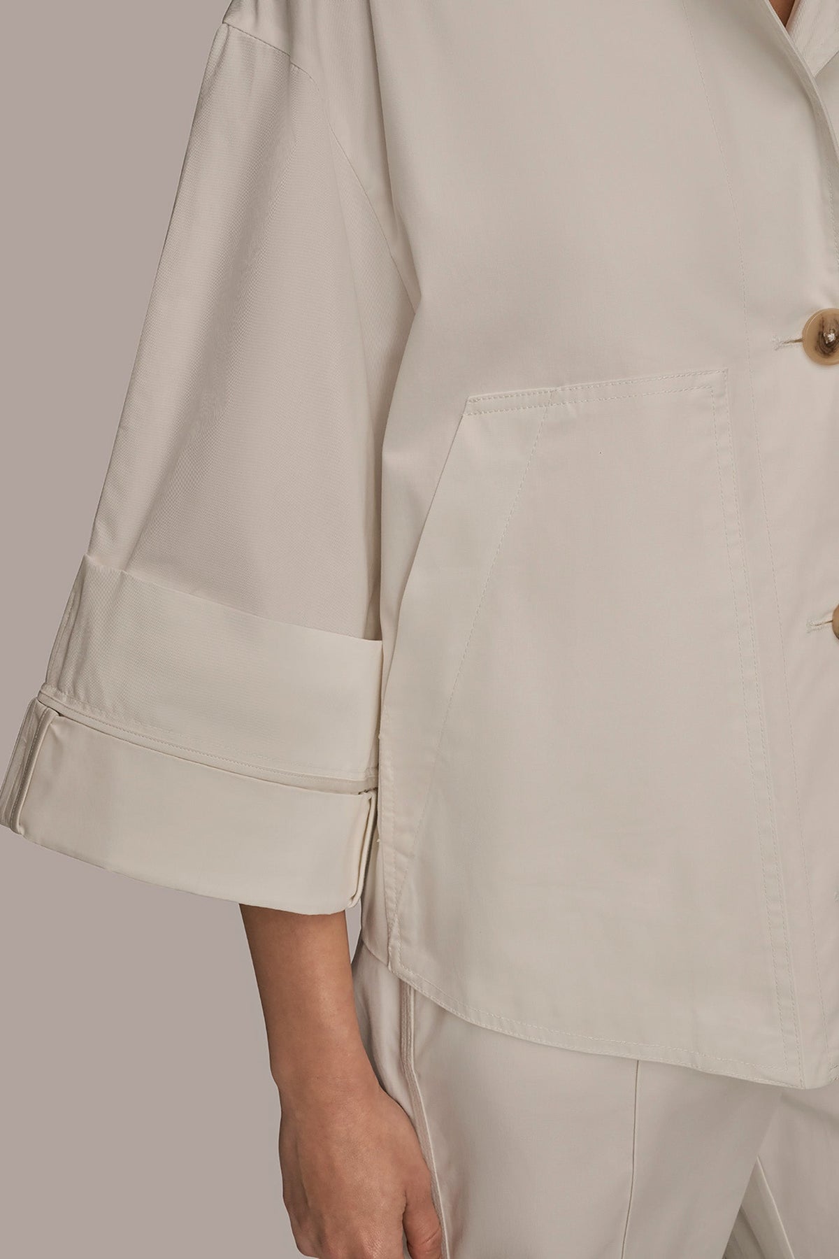 3/4-SLEEVE SWING JACKET - CREAM