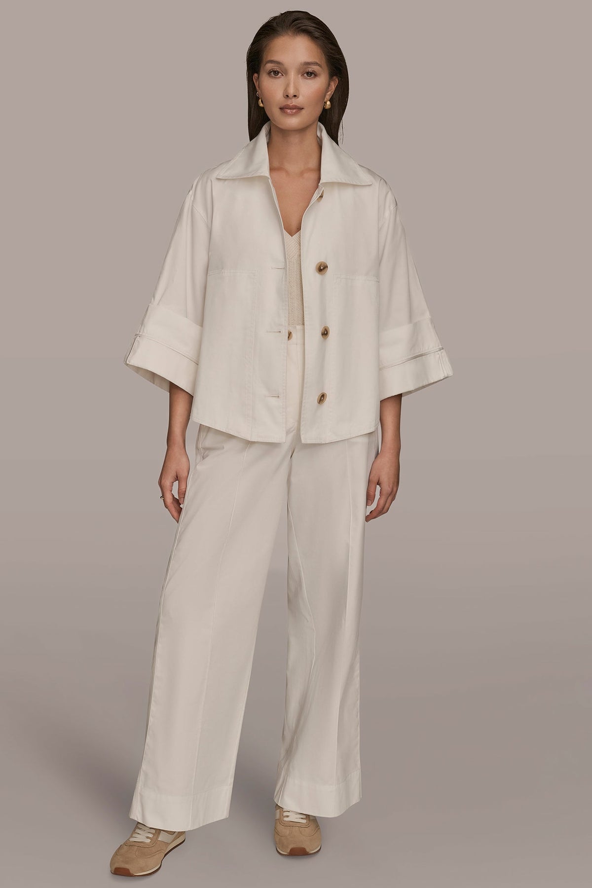 3/4-SLEEVE SWING JACKET - CREAM