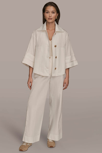 3/4-SLEEVE SWING JACKET - CREAM