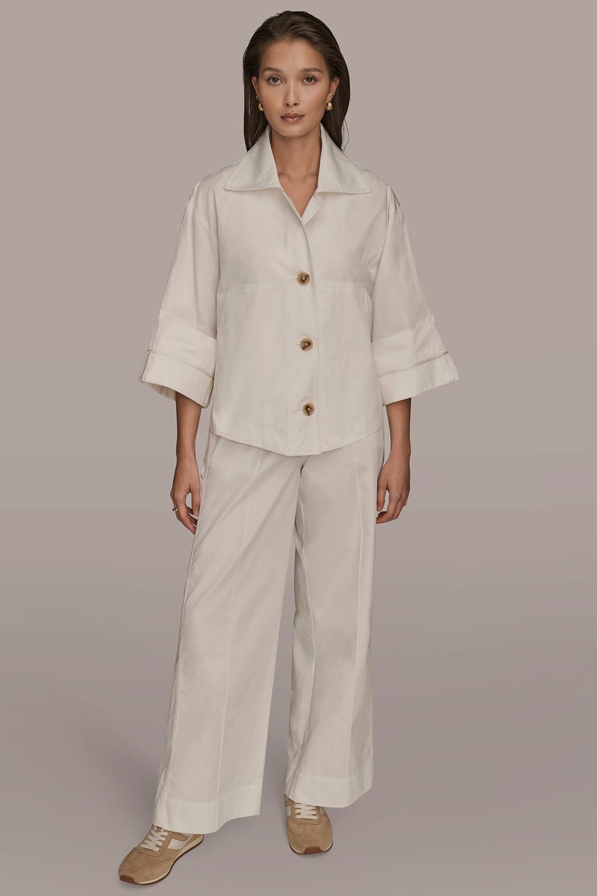 3/4-SLEEVE SWING JACKET - CREAM