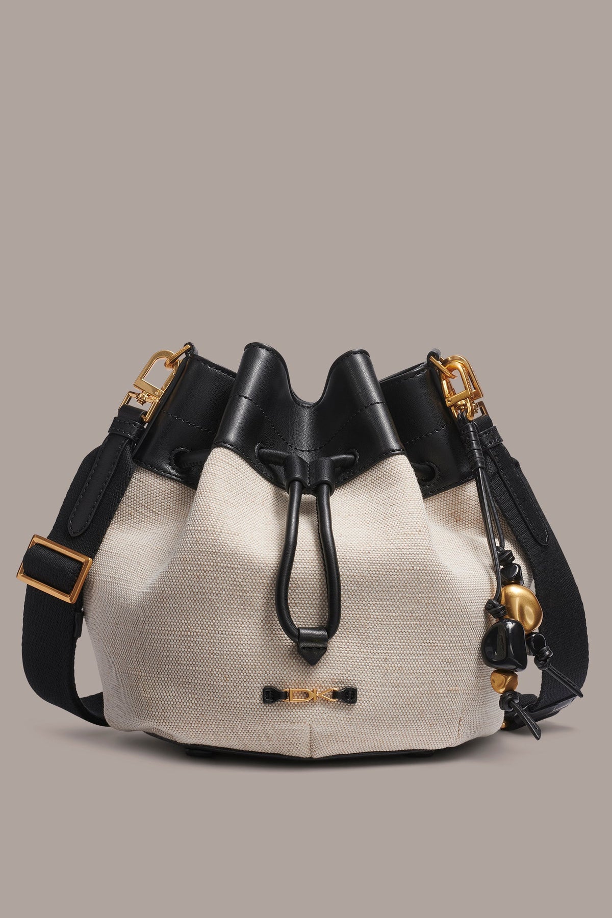 WEEKEND CANVAS BUCKET BAG - Natural/Black
