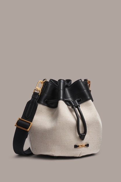 WEEKEND CANVAS BUCKET BAG - Natural/Black