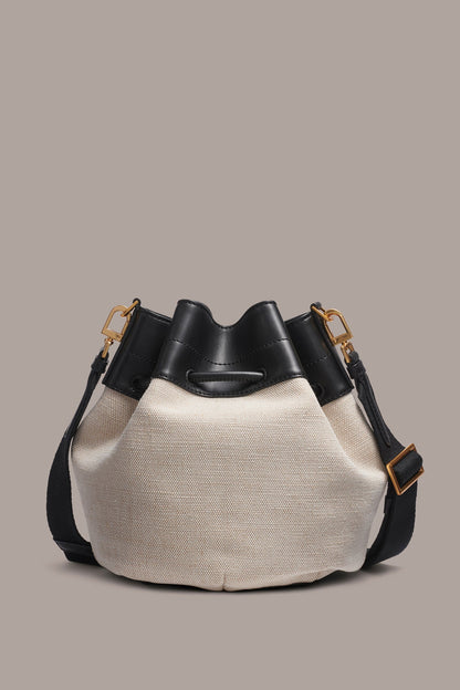 WEEKEND CANVAS BUCKET BAG - Natural/Black