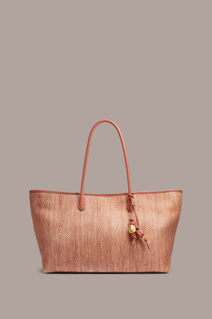 WEEKEND MEDIUM RAFFIA TOTE - Amber