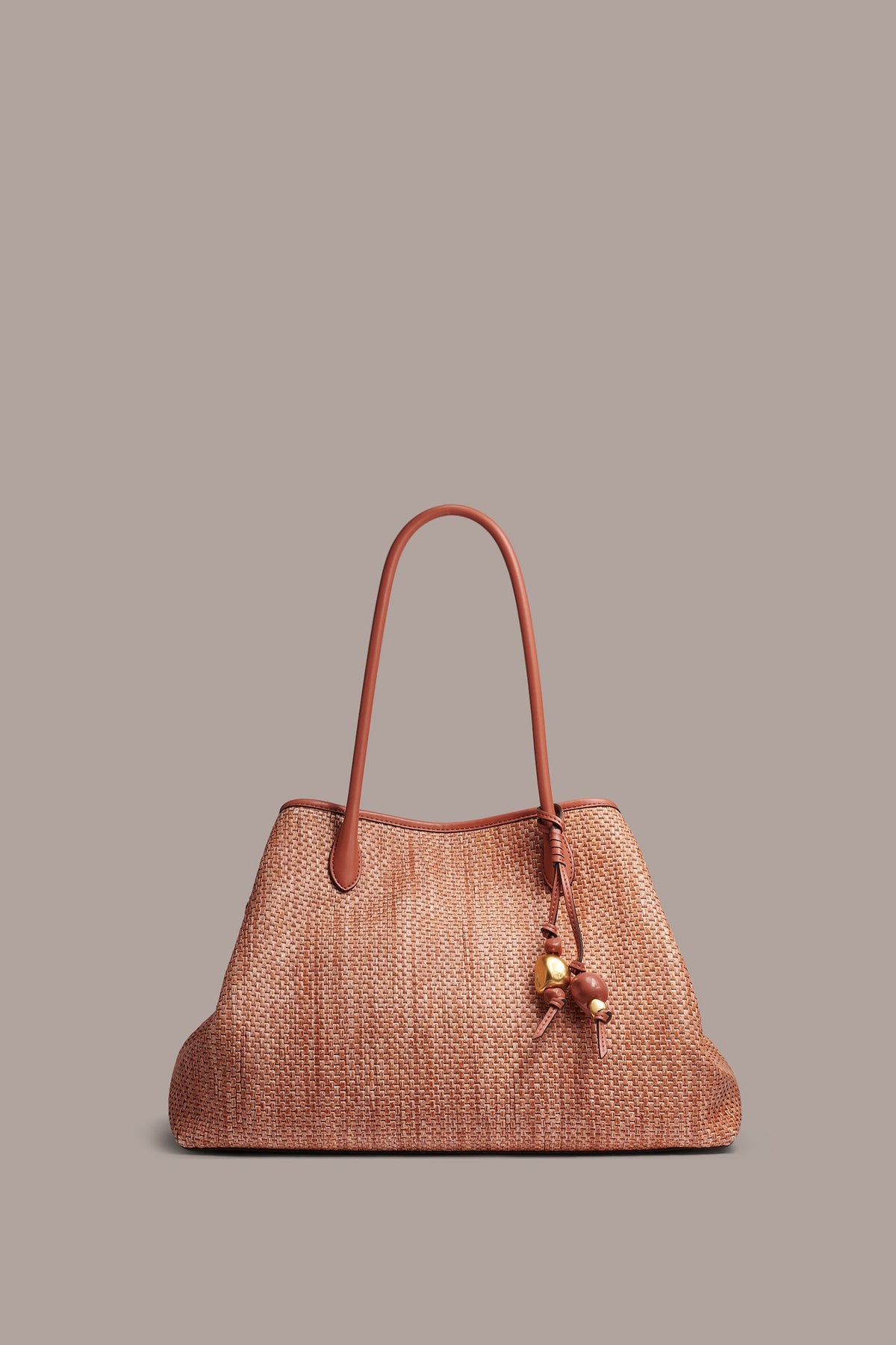WEEKEND MEDIUM RAFFIA TOTE - Amber