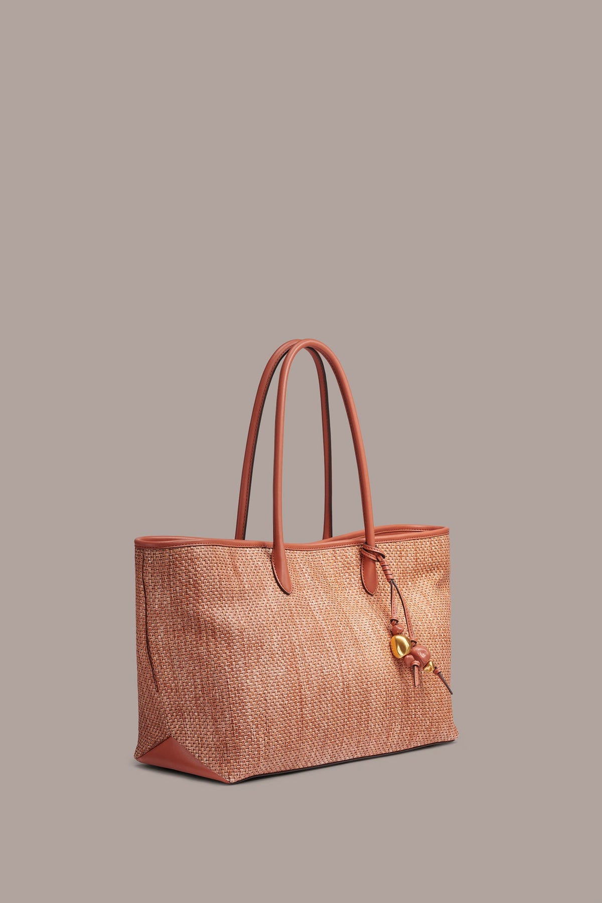 WEEKEND MEDIUM RAFFIA TOTE - Amber
